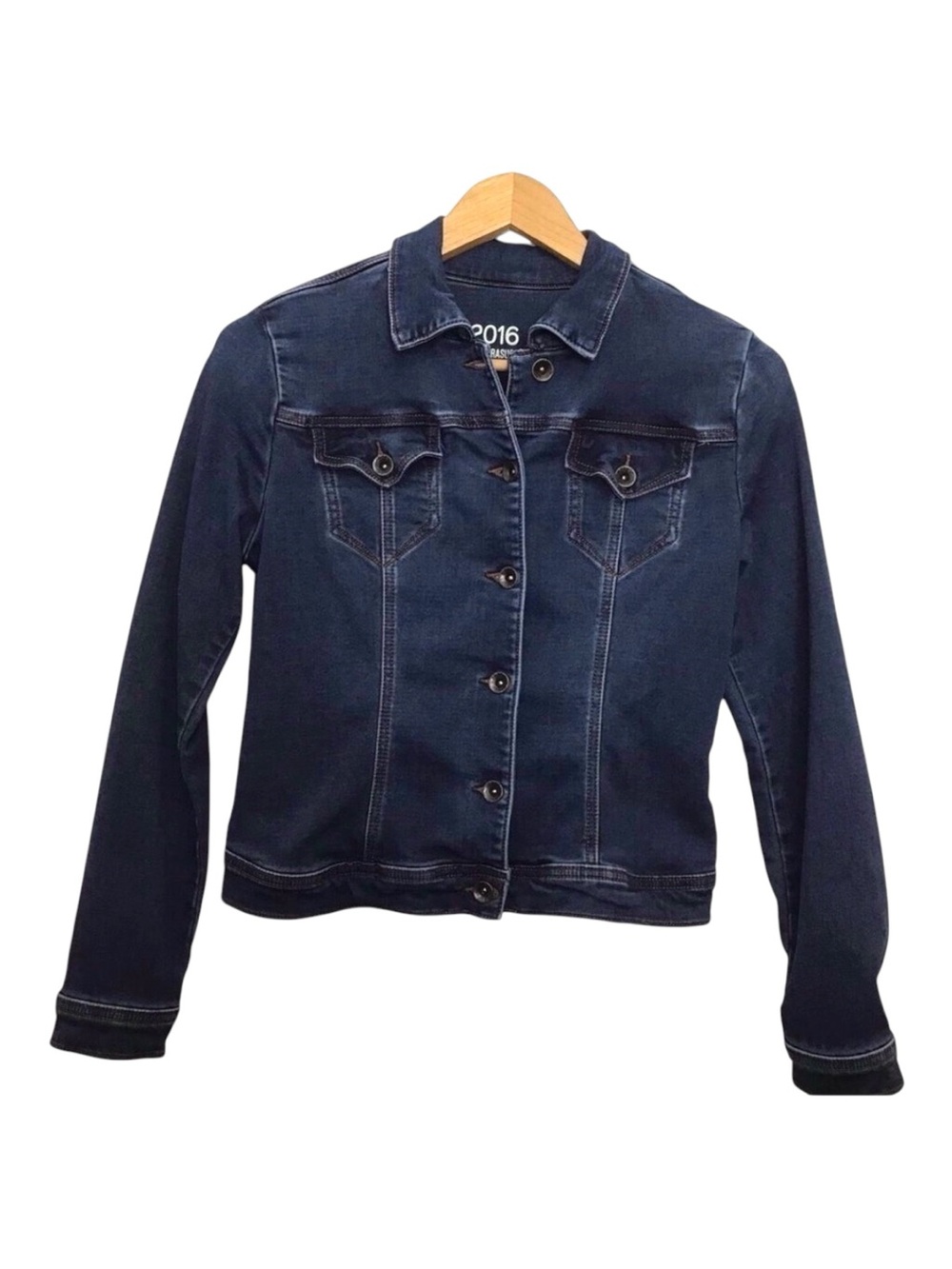 𝅺Parasuco 2016 stretchy jeans denim jacket blue casual Streetwear coat small